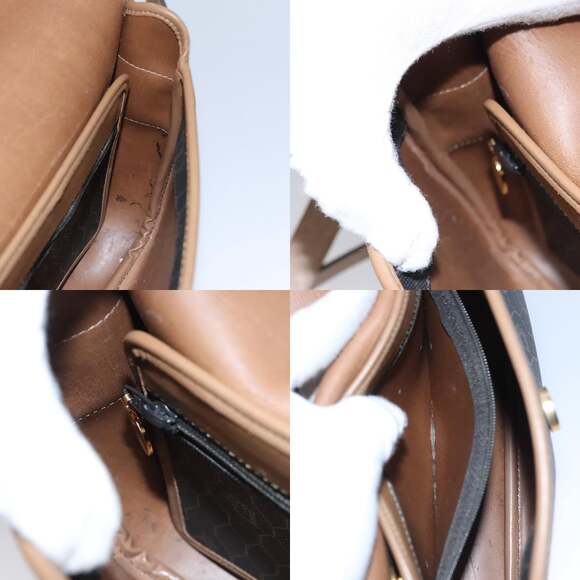 DIOR Honeycomb Canvas Shoulder Bag Pvc Leather Black